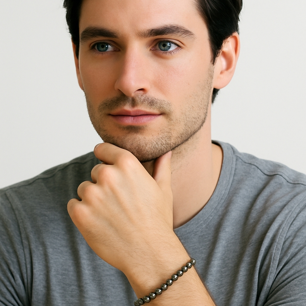 Grounding Frequency Imprinted Hematite Beaded Bra… - image 6